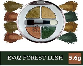 Lotus Make-Up Ecostay Velvet Eye Shadow Palette, Eye Color Powder Makeup 5.6 G (Forestry)