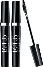 Lotus Make-Up Maxlash Volumnising Botanical Waterproof Mascara Black 4G(Pack Of 2) 8 G (Black)