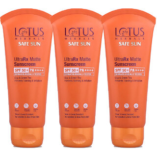 Lotus Herbals Sunscreen  Spf 50 Pa Safe Sun Ultrarx Sunscreen Spf50 Ss1  50G ( Pack Of 3)