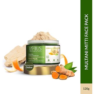 Lotus Botanicals Multani Mitti, Turmeric  Orange Peel Skin Tightening  Brightening Face Pack (120 G)