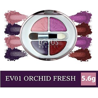 Lotus Make-Up Ecostay Velvet Eye Shadow Palette, Eye Color Powder Makeup 5.6 G (Orchid Freshness)