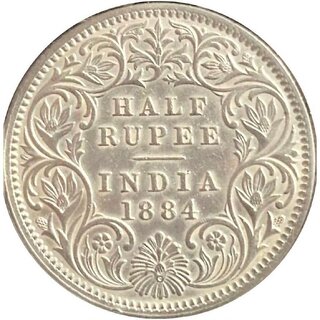 half rupees 1884 silver unc coin