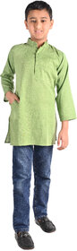 Kid Kupboard Cotton Boys Kurta, Green, Full-Sleeves, 9-10 Years KIDS7321