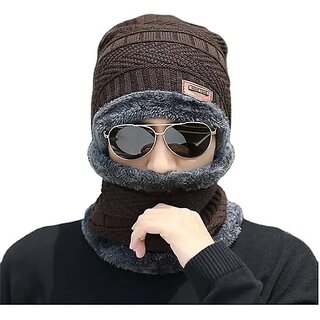 Winter Woolen Beanie Cap/Hat Neck Muffler Warmer Scarf  Cap for Men  Women