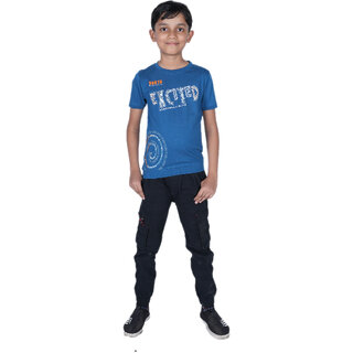 Kid Kupboard Cotton Boys T-Shirt, Blue, Half-Sleeves, 8-9 Years KIDS7324