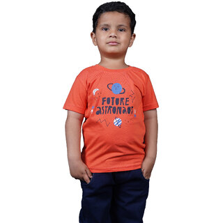 Kid Kupboard Cotton Boys T-Shirt, Orange, Half-Sleeves, 5-6 Years KIDS7325