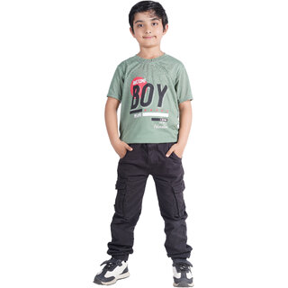 Kid Kupboard Cotton Boys T-Shirt, Green, Half-Sleeves, 7-8 Years KIDS7326