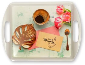 Aurka 13 Inch Rectangle Melamine Serving Tray (M16  Pack of 1  Medium) Perfect for Serving Snacks, Beverages and Desserts, Stylish Addition to Your Home Decor