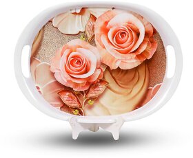 Aurka 11.6 Inch Oval Melamine Serving Tray (M1  Pack of 1  Small) Perfect for Serving Snacks, Beverages and Desserts, Stylish Addition to Your Home Decor