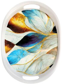 Aurka 11.6 Inch Oval Melamine Serving Tray (M14  Pack of 1  Small) Perfect for Serving Snacks, Beverages and Desserts, Stylish Addition to Your Home Decor