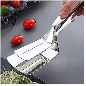 Multifunction Cooking Serving Turner Frying Food Tongs 10 Inch Stainless Steel Steak Clip Clamp BBQ Kitchen Tongs
