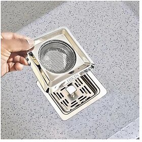 Stainless Steel Kitchen StrainerSink JaliDrain FilterWide Rim Anti Clogging Mesh Drain Filter Vegetable Hair Catcher Drain Cover11.5Wx2.5H Centimeters