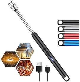 Upgraded Rechargeable Electric Gas Lighter for Kitchen Cooking Gas Stove Candles BBQ Pooja 360xc2xb0 Flexible Neck Arc Lighter Plasma Flameless Windproof USB Lighter - 400 Uses in Single Charge
