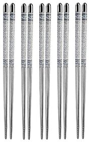 (Pack of 5) Reusable Stainless Steel Metal Chopsticks | Lightweight, Dishwasher Safe, Easy-to-Use Chop Stick Utensils