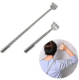 Anti Khujli Massage Scratcher Stainless Steel Extendable Telescopic Back Pocket Size Eaching Hand Stick (Till 20 Inches Pack of 2)
