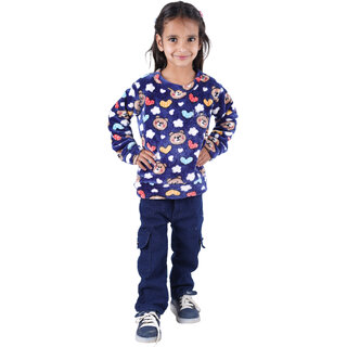 Kid Kupboard Cotton Girls Sweatshirt, Blue, Full-Sleeves, 6-7 Years KIDS7337