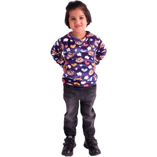 Kid Kupboard Cotton Girls Sweatshirt, Blue, Full-Sleeves, 5-6 Years KIDS7338