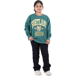 Kid Kupboard Cotton Girls Sweatshirt, Green, Full-Sleeves, 11-12 Years KIDS7339