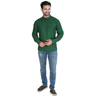 Ecostyle woven long sleeve mens short kurta