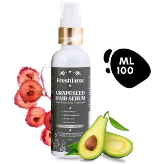 FreshLuxe Grape Seed Hair Serum , Avocado  Grape Seed Oil , Frizz Control  Dandruff-free , Unisex , 100ml