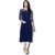 ZELZIS Women's Solid Crepe Straight Kurtis  Round Neck  Three-Quarter Sleeves  Calf Length  Casual  Daily Wear