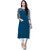 ZELZIS Women's Solid Crepe Straight Kurtis  Round Neck  Three-Quarter Sleeves  Calf Length  Casual  Daily Wear