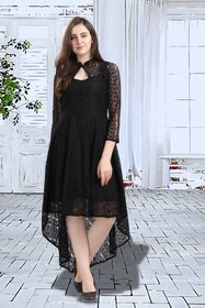 ZELZIS Women Coding Net With Inner High Low Dresses