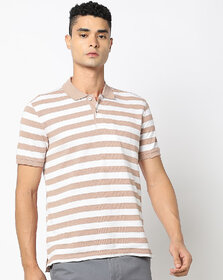 Fashlook Men Multicolor Striped Cotton Blend Polo T-Shirt