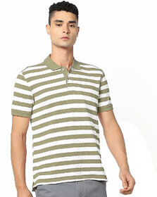 Fashlook Men Multicolor Striped Cotton Blend Polo T-Shirt