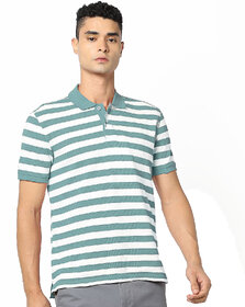 Fashlook Men Multicolor Striped Cotton Blend Polo T-Shirt
