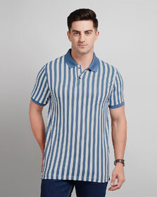 Fashlook Men Multicolor Vertical Striped Cotton Blend Polo T-Shirt