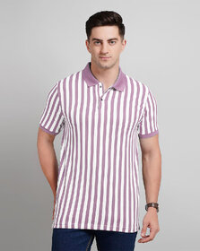 Fashlook Men Multicolor Vertical Striped Cotton Blend Polo T-Shirt
