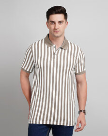 Fashlook Men Multicolor Vertical Striped Cotton Blend Polo T-Shirt