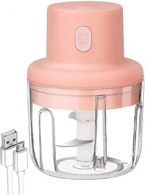 Electric Mini Garlic Chopper Portable Cordless with USB Charging 450 W 250 ml Pink Color