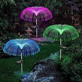 Daybetter Jellyfish Solar Garden Lights Â 7 Color Led Jellyfish ShapeFiber Outdoor Pathway Waterproof Solar String Lights Decoration For Yard Garden Â Balcony (Multi-Color) (Pack Of2) Tar-Ge6