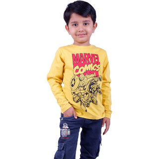 Kid Kupboard Cotton Baby Boys T-Shirt, Yellow, Full-Sleeves, 4-5 Years KIDS7364