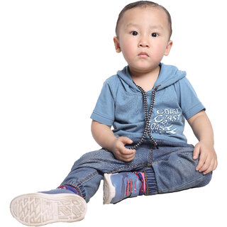 Kid Kupboard Cotton Baby Boys T-Shirt, Blue, Half-Sleeves, 12-18 Months KIDS7365