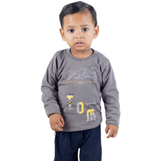 Kid Kupboard Cotton Baby Boys T-Shirt, Grey, Full-Sleeves, 2-3 Years KIDS7366