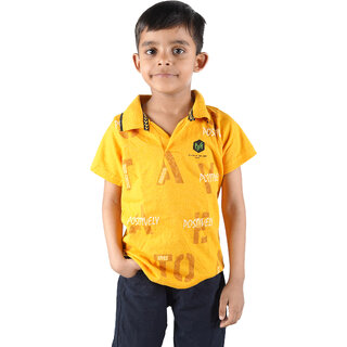 Kid Kupboard Cotton Boys T-Shirt, Yellow, Half-Sleeves, 7-8 Years KIDS7368