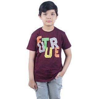 Kid Kupboard Cotton Boys T-Shirt, Purple, Half-Sleeves, 9-10 Years KIDS7374