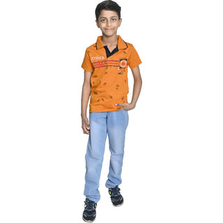 Kid Kupboard Cotton Boys T-Shirt, Orange, Half-Sleeves, 9-10 Years KIDS7377