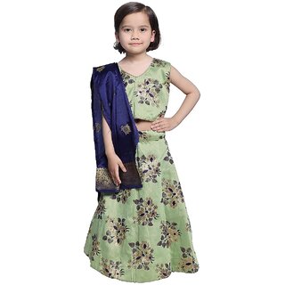 Kid Kupboard Cotton Girls Ghagra Choli and Dupatta Set, Multicolor, Sleeveless, 6-7 Years KIDS7387