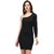 ZELZIS Women's One Shoulder Bodycon Dress  Knee Length, Full Sleeve, Solid Pattern
