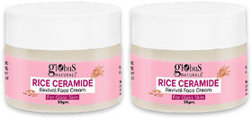 Globus Natural Rice Ceramide Revival Face Cream For Korean Glass Skin 50 gm pack of 2