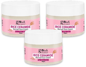 Globus Natural Rice Ceramide Revival Face Cream For Korean Glass Skin 50 gm pack of 3