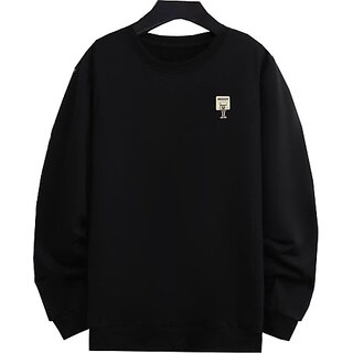 Fashlook Mens Black Solid Round Neck Full Sleeve Sweatshirt