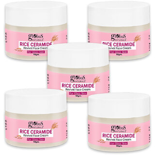 Globus Natural Rice Ceramide Revival Face Cream For Korean Glass Skin 50 gm  pack of 5 