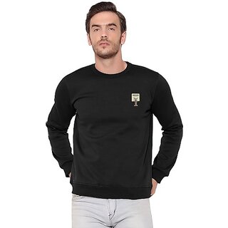 Fashlook Mens Black Solid Round Neck Full Sleeve Sweatshirt