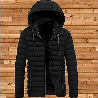 Fashlook Black Puffer Jacket for Men Ã¢â‚¬â€œ Full Sleeve, Solid Design, Warm & Stylish