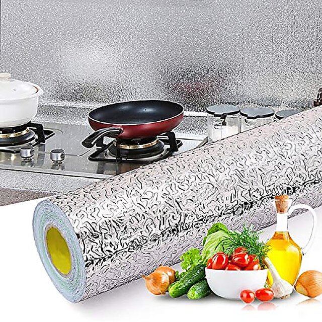 Buy Kitchen Backsplash Wallpaper Stickers Peel & Stick Aluminum Foil ...